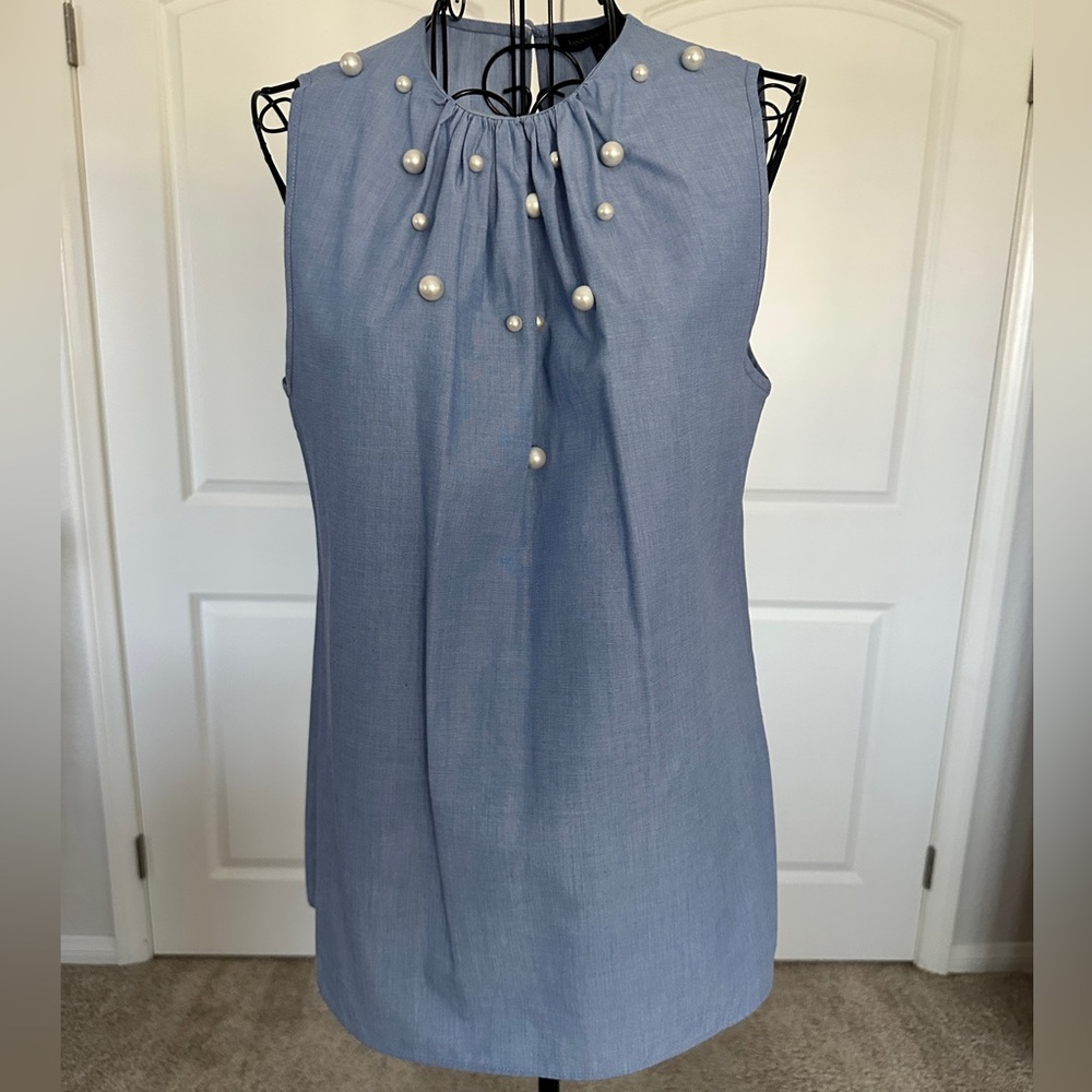 Banana Republic Blue Top with Pearl Details